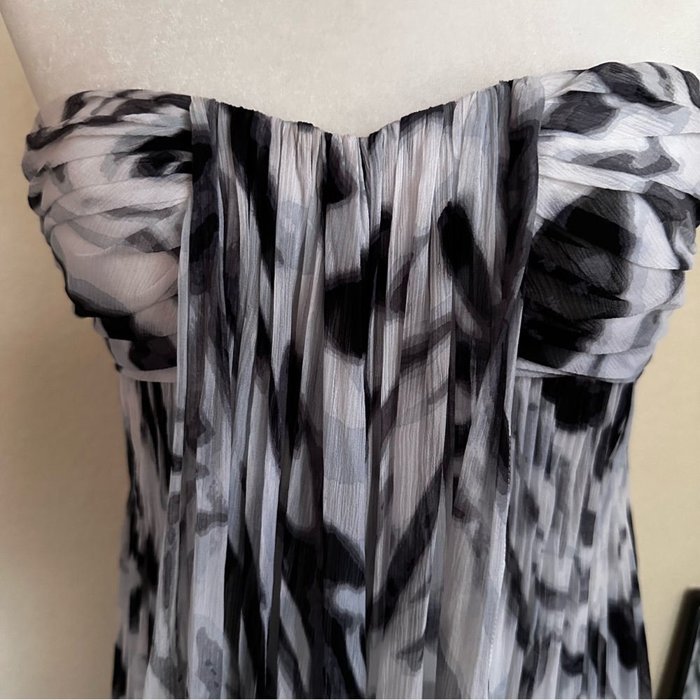$890 NEW Halston Heritage Strapless Chiffon Silk Gown Train Dress SZ 8 /M Bridal - Picture 7 of 11